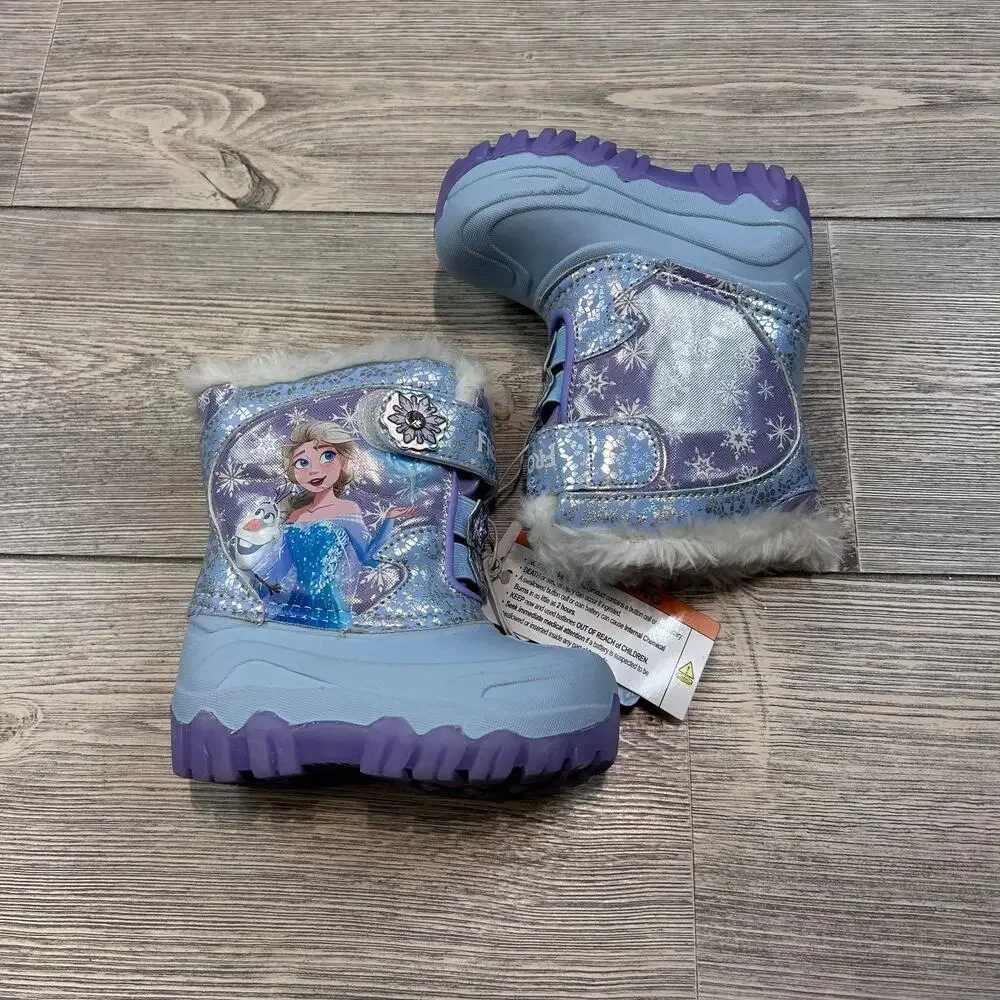 Frozen Disney Lighted Winter Snowboots Blue 6 NWT